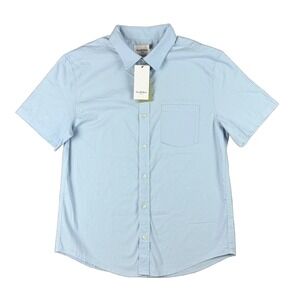 NEW Goodfellow & Co Men's M SS Poplin Button Up Shirt Clean Blue Short Sleeve